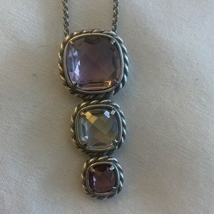 Brighton silver necklace with pink and clear gems